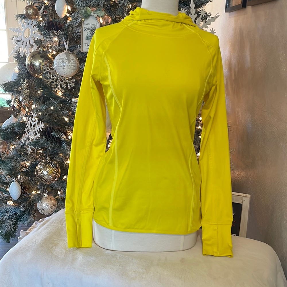 Athleta Womens Bright Yellow Fleece Lined Pullover Hoodie S